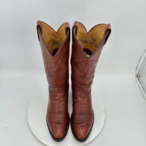 Tony Lama 5084 Men Size 8D Brown Marble Leather Pull On Western Cowboy Boot - Picture 3 of 13